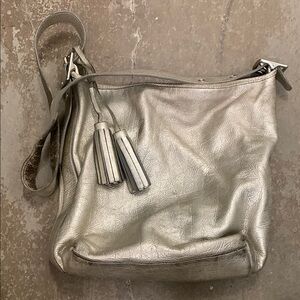 Silver Leather coach bag crossbody